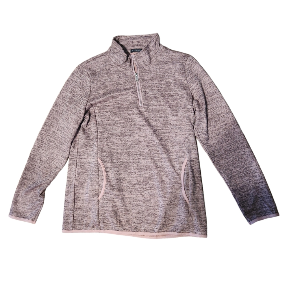 Akewei Pink Quarter Zip 2 Pocket Lightweight Sweatshirt Size Large